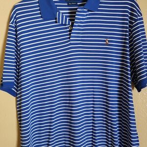 Ralph Lauren Blue and White Striped Polo Shirt